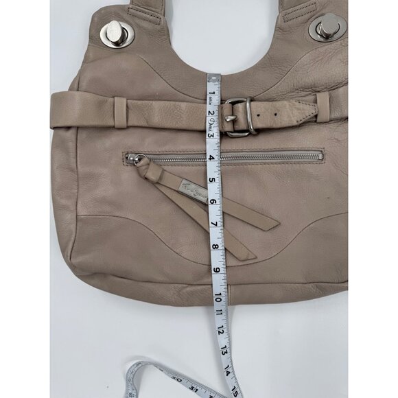 Foley + Corinna Jet Setter Taupe Leather Shoulder Bag With Front Zipper Pocket - Picture 9 of 16